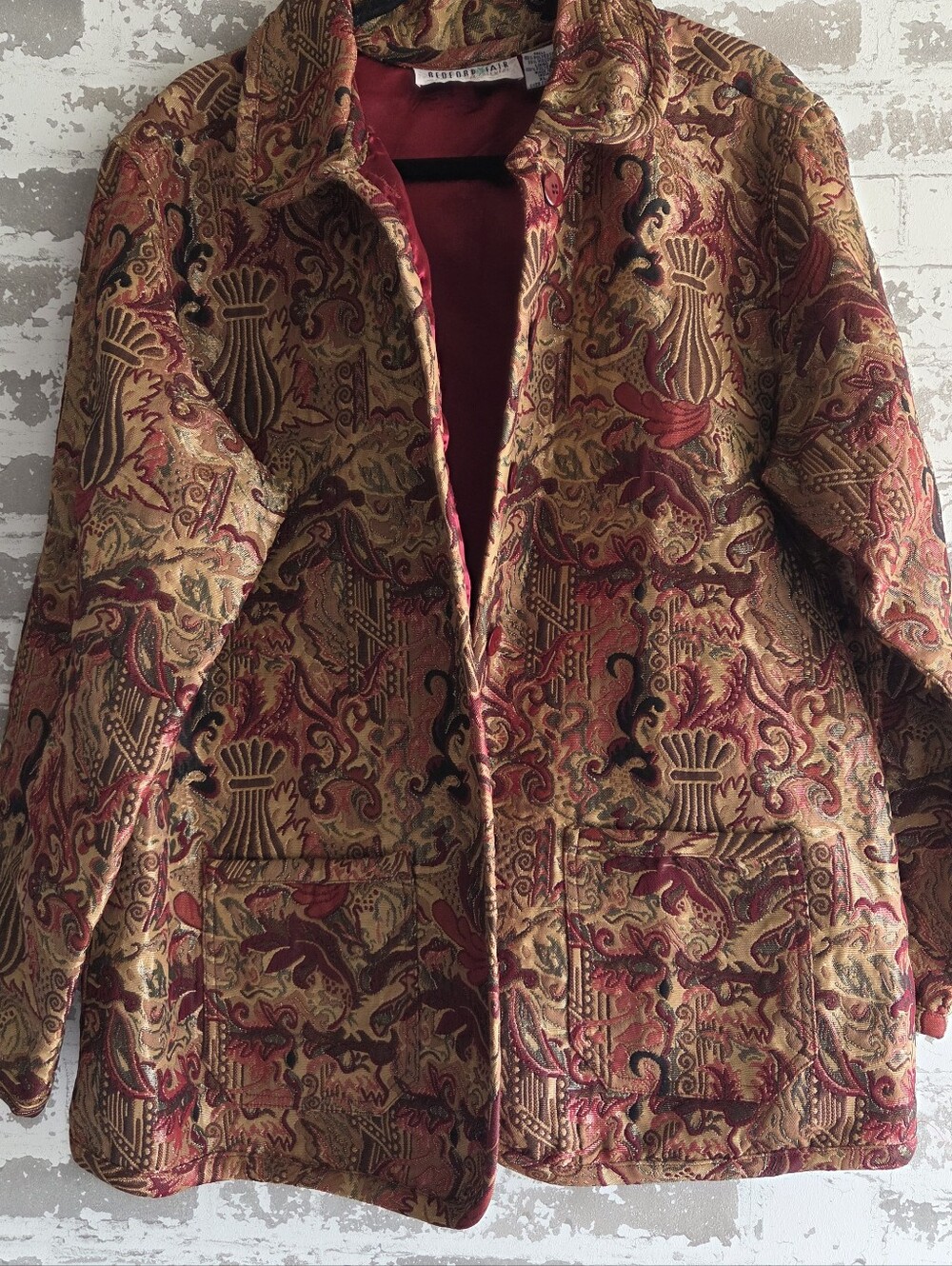 Vintage Bedford Fair Lifestyles Tapestry Jacket Floral Button Front Blazer XL